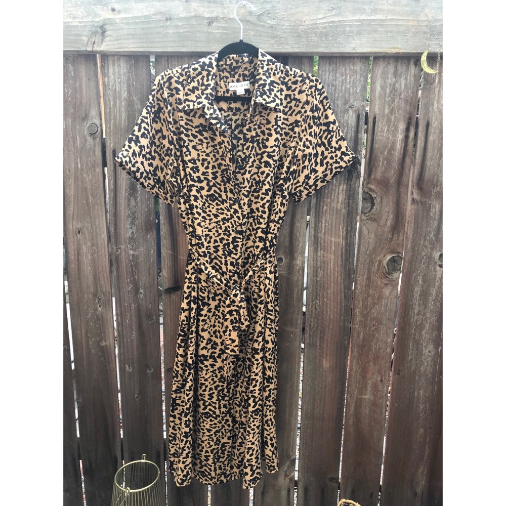 Ava & Viv plus size leopard shirt dress